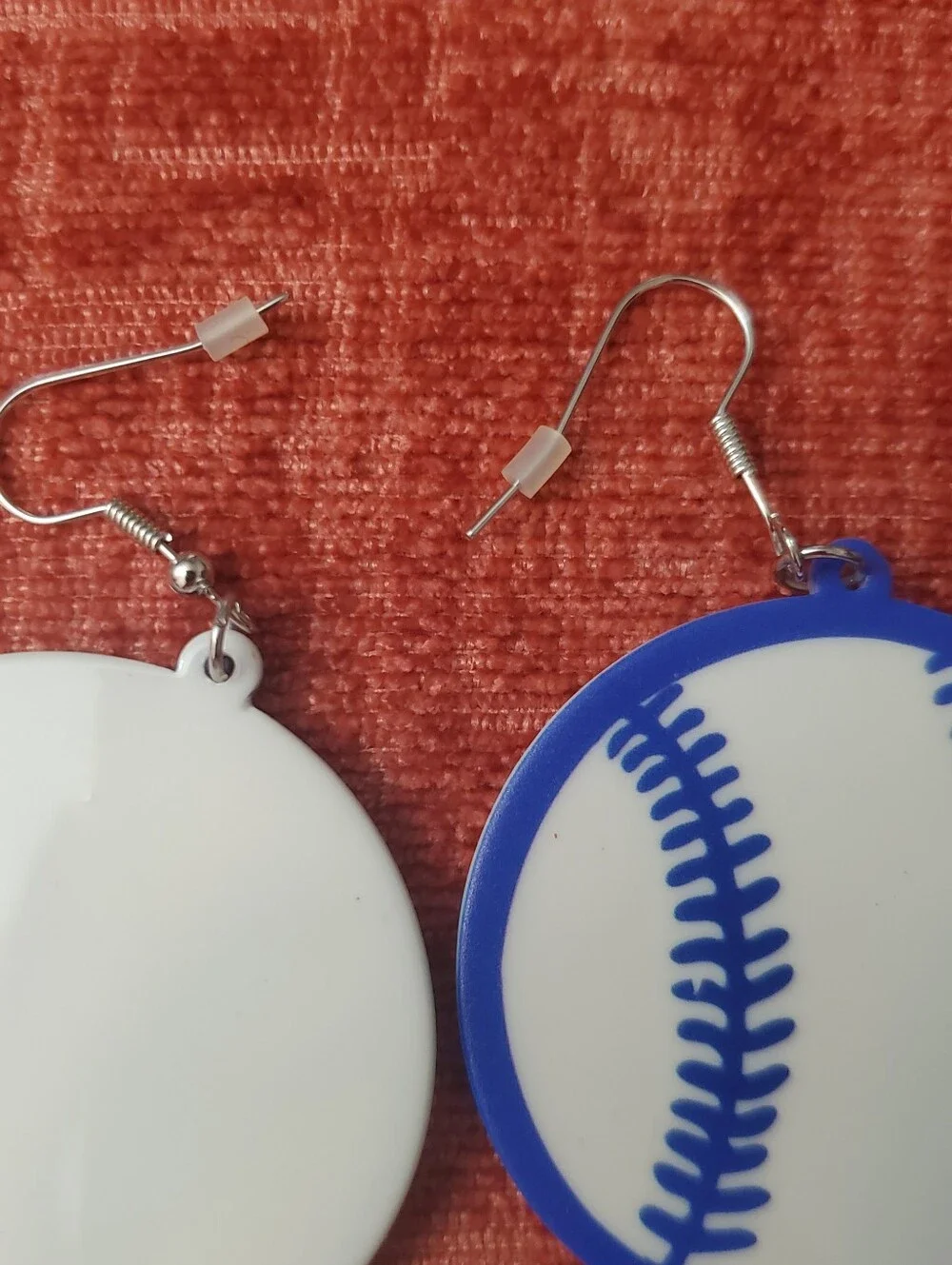 **SALE** Round Baseball Stitch Earrings